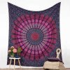 Tapestry Peacock Feather Mandala Bordeaux Pink Large