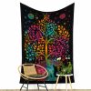 tapestry with elephant and tree of life black colourful medium
