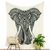 Tapestry with Elephant Motif white black large