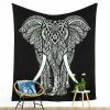 tapestry with elephant motif black white large
