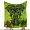 Tapestry with elephant motif batik green large