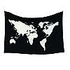 Wandtuch mit Weltkarte in schwarz und weiß