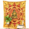 Spiritual Tapestry with Buddha in Orange Red Large