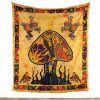 tapestry psychedelic mushroom batik orange large