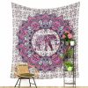 tapestry with elephant in lotus flower circle white pink purple large