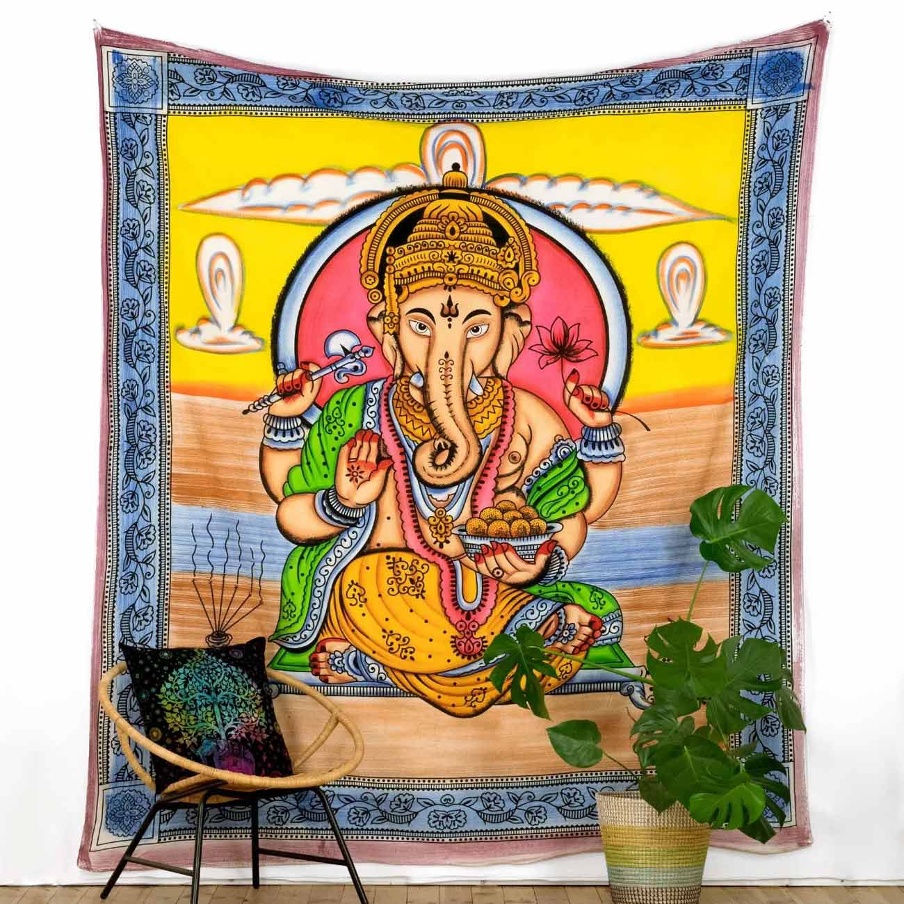 Hindu God Ganesha Tapestry Karmandala Hindu Tapestries From India