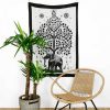 tapestry elephant and tree of life black white small