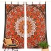 Indian Curtain with Star Mandala in Black Red Orange