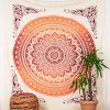 Bedspread Ombre Mandala orange approx. 220x240 cm with fringes