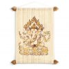 Tapestry Ganesha white brown, Indian cotton wall hanging