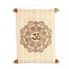 Tapestry Om sign white brown, Indian cotton wall hanging